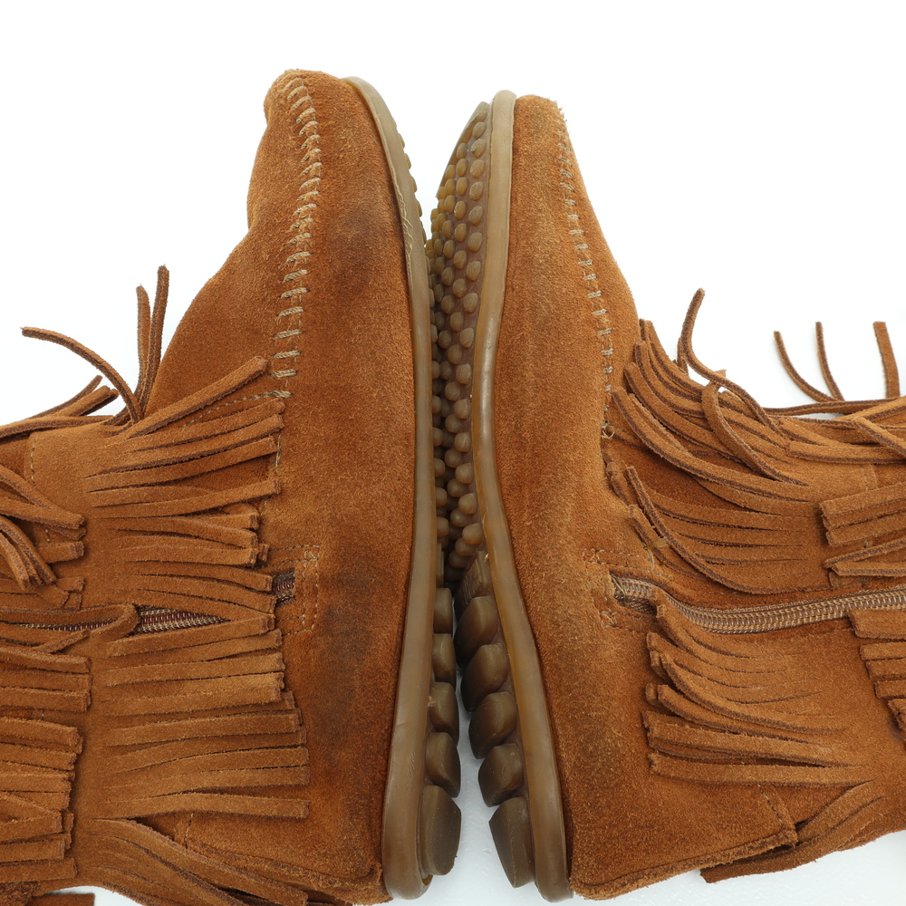 Minnetonka 5 Layer Fringe Suede Leather Moccasins Women 6 Brown - Picture 11 of 15